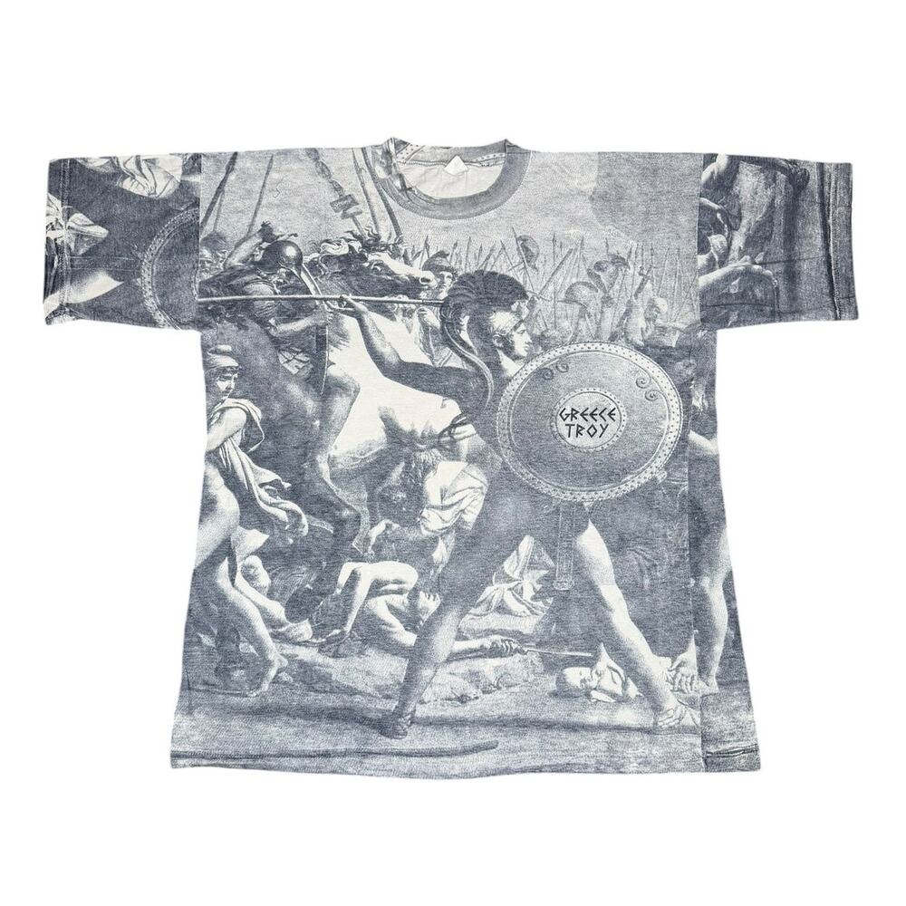 Vintage 90s Greece Troy Trojan Warriors War AOP T-Shirt